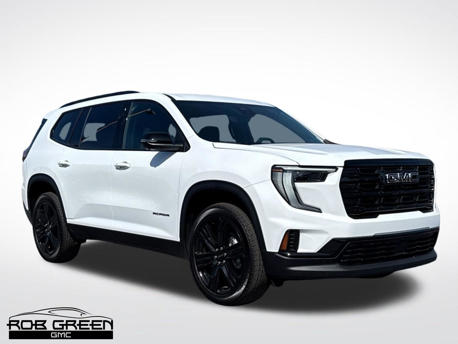 2026 GMC Acadia Elevation in Summit White — front three-quarter view