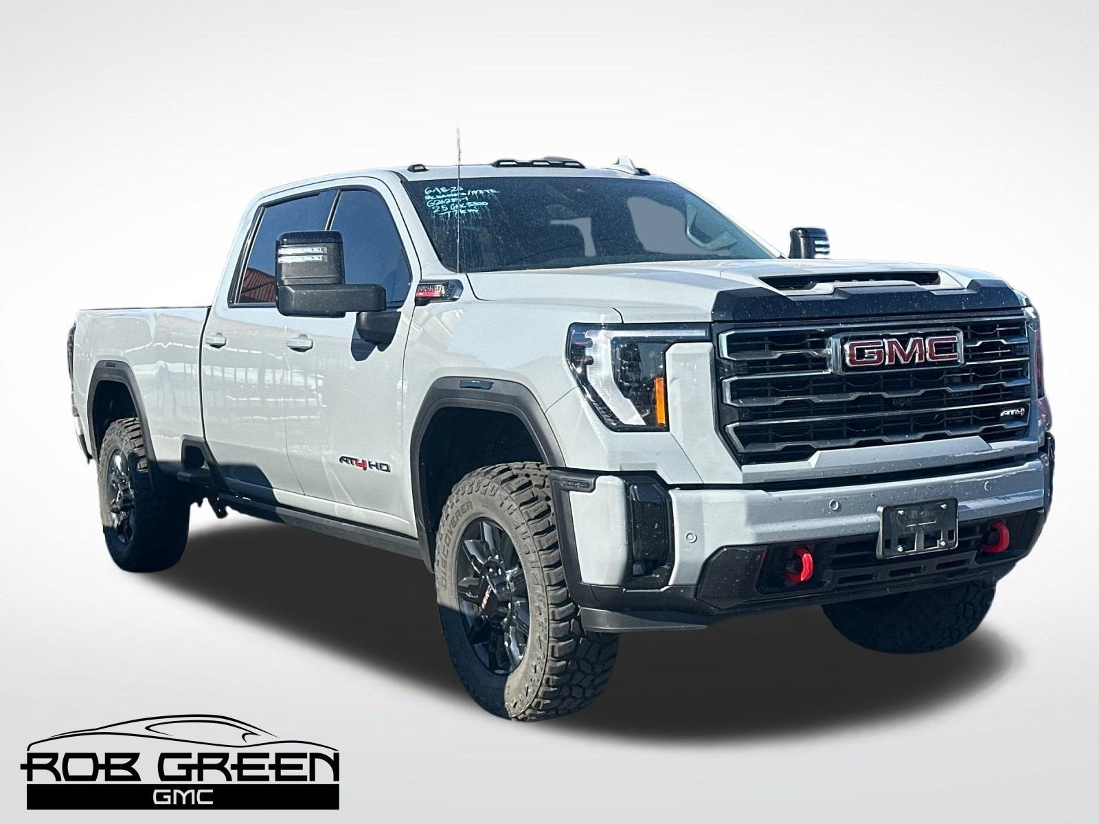2025 GMC Sierra 3500 HD AT4 in Thunderstorm Gray — front three-quarter view
