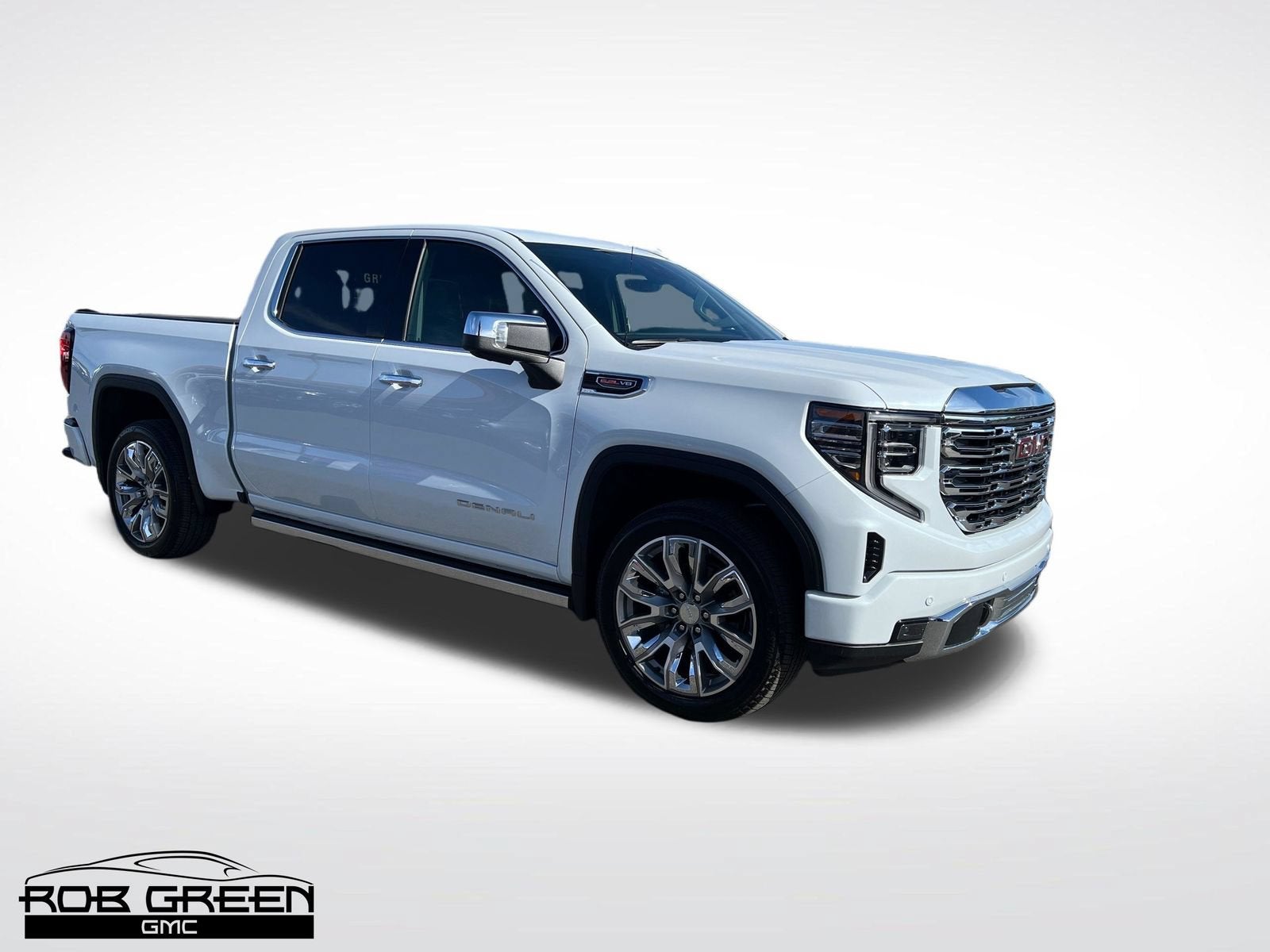 2026 GMC Sierra 1500 Denali in Glacier White Tricoat — front three-quarter view