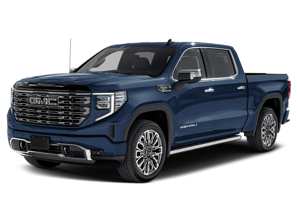 2025 GMC Sierra 1500 Denali Ultimate in White Frost Tricoat — front three-quarter view