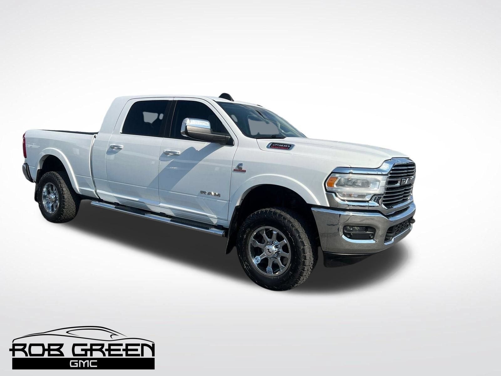 2019 RAM 2500 Laramie in White — front three-quarter view