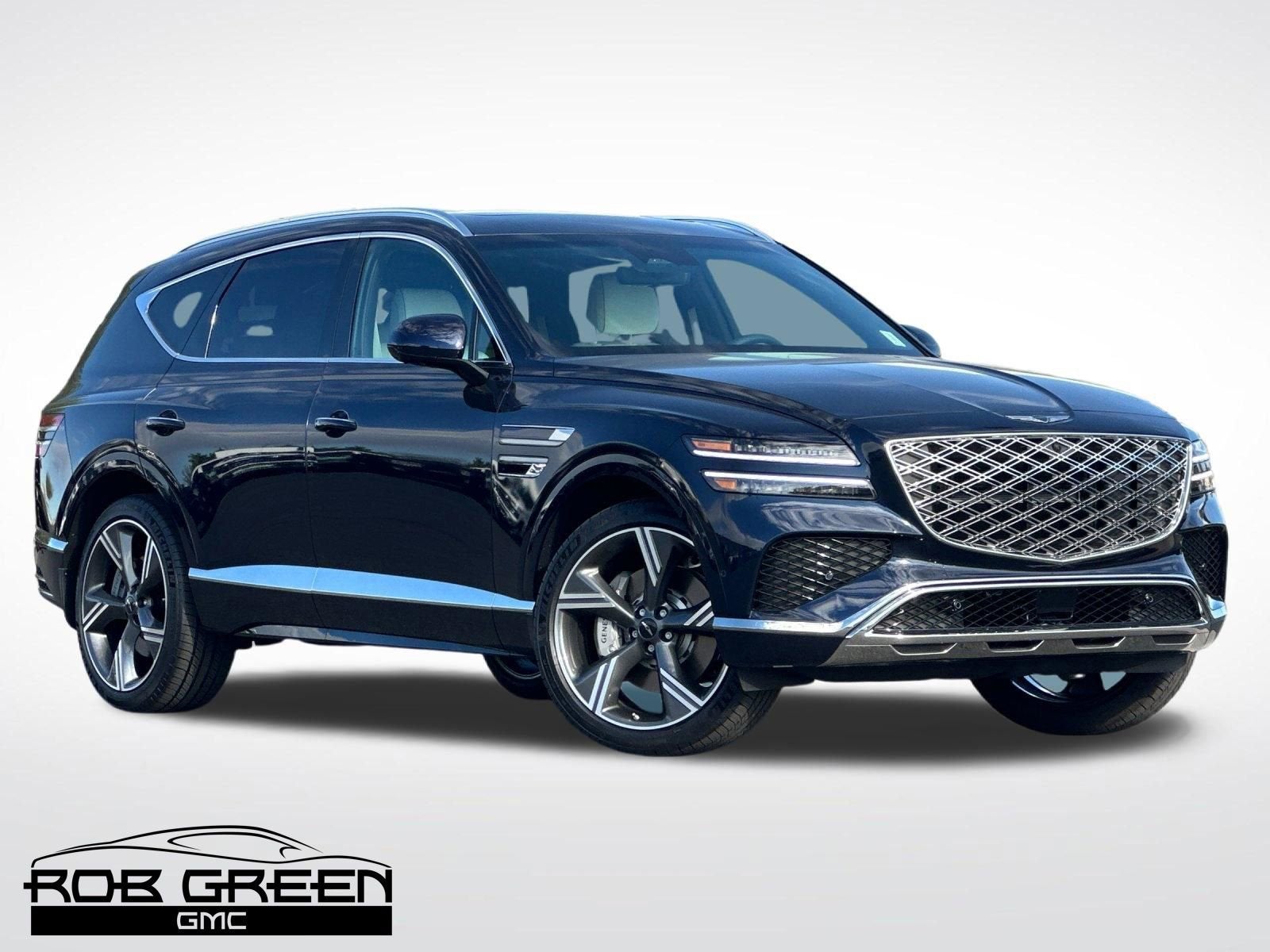 2026 Genesis GV80 3.5T Prestige in Blue — front three-quarter view
